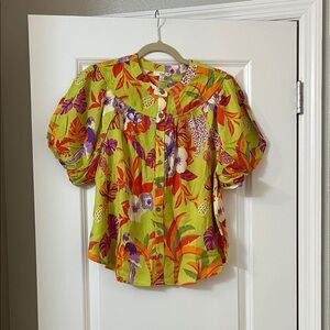 Easel Vibrant Green Floral Blouse